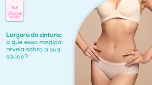 Imagem mostrando o corpo de uma mulher usando uma lingerie bege