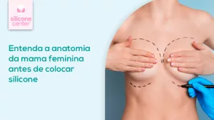 Sonha colocar silicone? Entenda a anatomia da mama feminina antes de fazer o procedimento Imagem mostrando uma mulher cobrindo os seios com as mãos