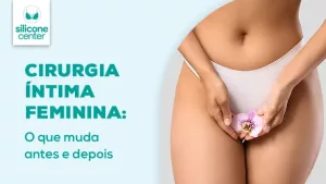 Antes e depois da cirurgia íntima: o que muda após o procedimento? Imagem ilustrando como se fosse uma mulher segurando uma flor na frente da região íntima