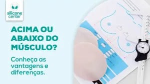 Imagem mostrando um papel com um seio desenhado, com marcações de medidas, duas prótese de silicone sobre o papel e um parquímetro ao lado