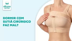 Imagem mostrando uma mulher usando um sutiã cirúrgico