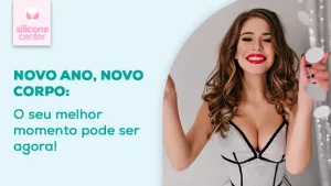 Imagem mostrando uma mulher feliz, sorrindo, com brilhos ao lado dela remetendo ao final de ano